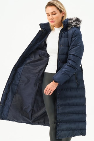 Doudoune longue à capuche - Bleu foncé