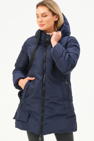 Doudoune longue à capuche - Bleu foncé