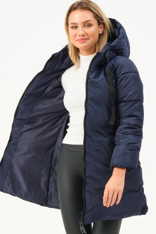 Doudoune longue à capuche - Bleu foncé