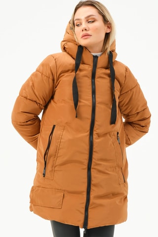 Doudoune longue à capuche - Camel