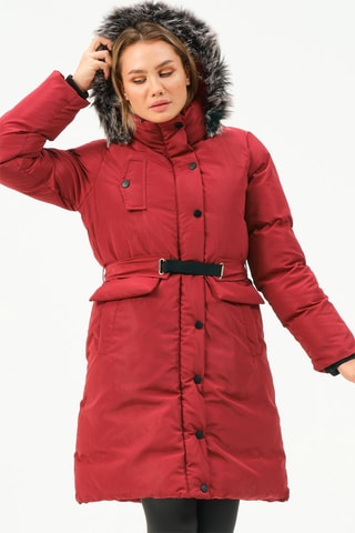 Doudoune longue à capuche - Bordeaux