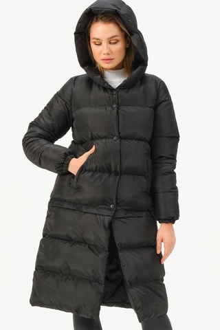 Doudoune longue à capuche - Noir