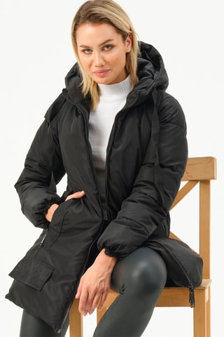 Doudoune longue à capuche - Noir