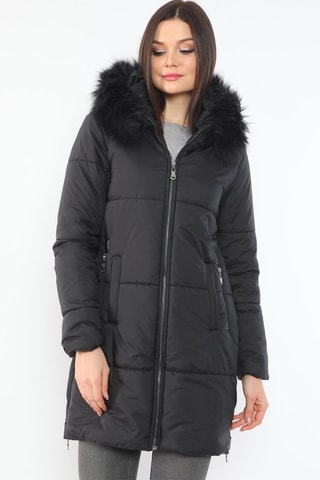 Doudoune longue à capuche - Noir