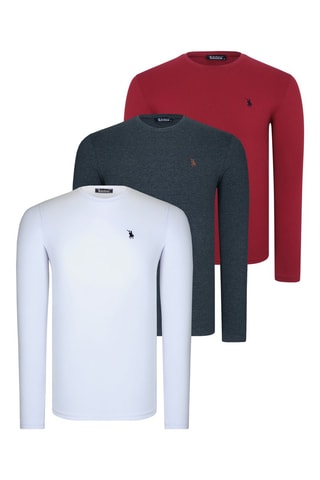 3 sweats - Blanc, gris et rouge