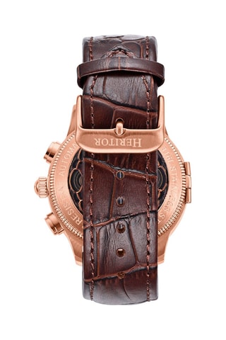 Montre automatique en cuir Apostle - Marron et doré rose