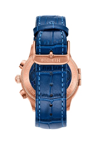 Montre automatique en cuir Apostle - Bleu et doré rose
