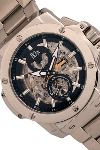 Montre automatique en acier Commodus - Argenté et noir - Reign