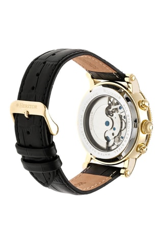 Montre automatique en cuir Winston - Noir et doré