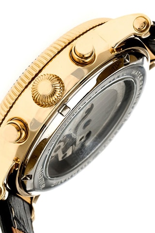 Montre automatique en cuir Winston - Noir et doré