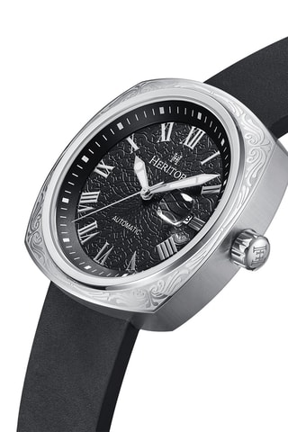 Montre automatique en cuir - Noir et argenté