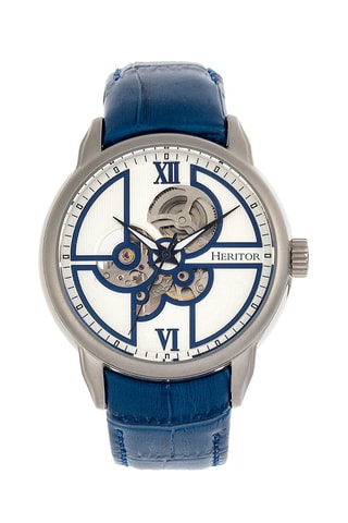 Montre automatique en cuir - Argenté et bleu