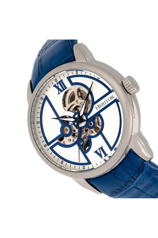 Montre automatique en cuir - Argenté et bleu
