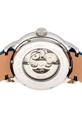 Montre automatique en cuir - Argenté et bleu