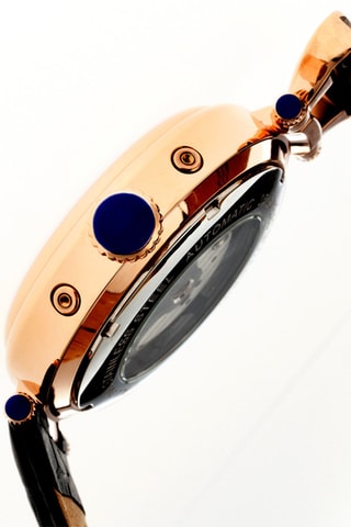 Montre automatique en cuir Ganzi - Noir et doré rose