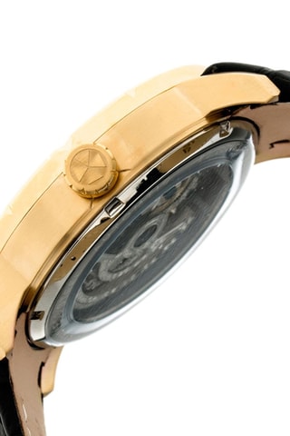 Montre automatique en cuir Ryder - Noir et doré