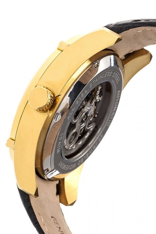 Montre automatique en cuir Daniels - Noir et doré