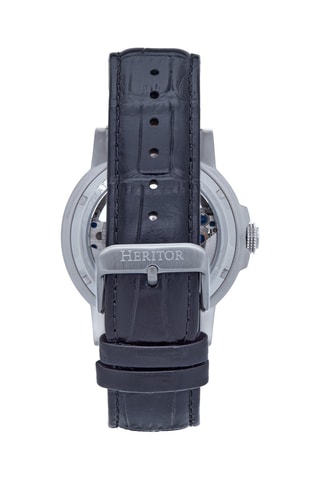 Montre automatique en cuir Davies - Noir et argenté