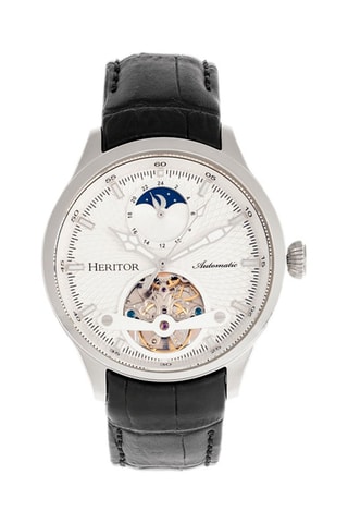 Montre automatique en cuir Gregory - Chronographe - Noir et argenté 