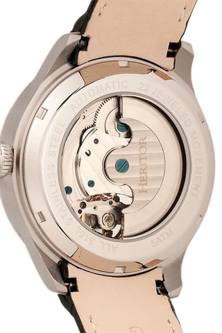 Montre automatique en cuir Gregory - Chronographe - Noir et argenté 