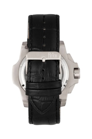 Montre automatique en cuir Commodus   Noir et argenté 