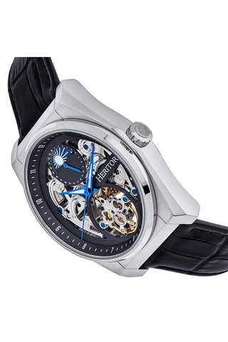 Montre automatique en cuir Daxton -  Noir et argenté