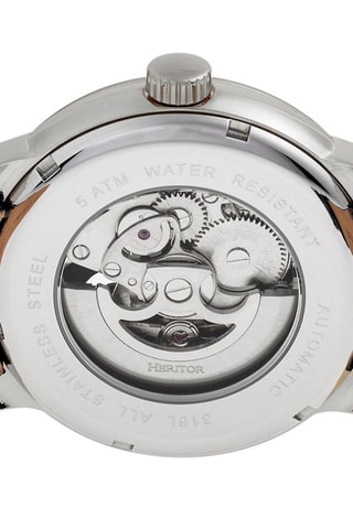 Montre automatique en cuir Sandford - Noir et argenté