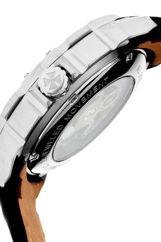 Montre automatique en cuir Conrad  -  Noir et argenté