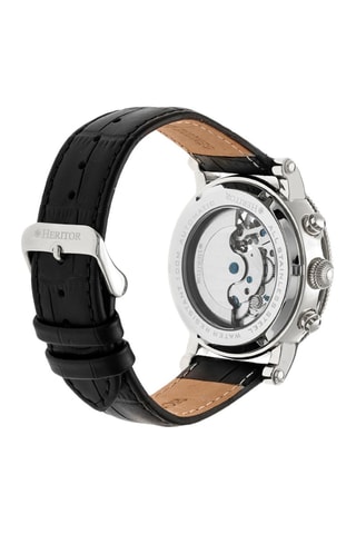 Montre automatique en cuir Winston - Noir et argenté