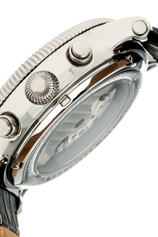 Montre automatique en cuir Winston - Noir et argenté