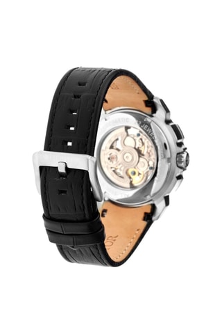 Montre automatique en cuir Conrad - Noir et argenté