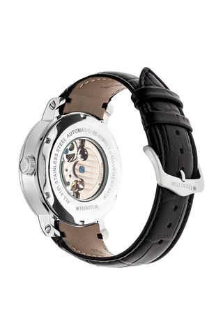 Montre automatique en cuir Aries - Noir et argenté