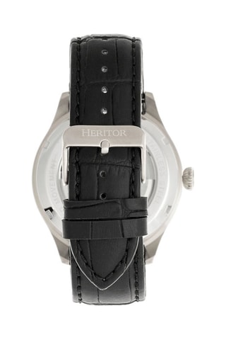 Montre automatique en cuir Gregory - Chronographe - Noir et argenté