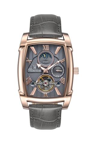 Montre tourbillon automatique en cuir Valentin - Gris et doré