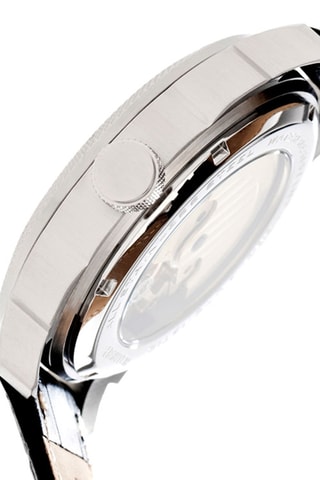 Montre squelette automatique en cuir véritable Helmsley - Noir et argenté