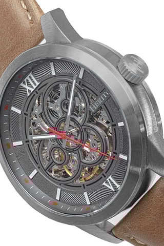 Montre automatique en cuir Jonas - Taupe et argenté