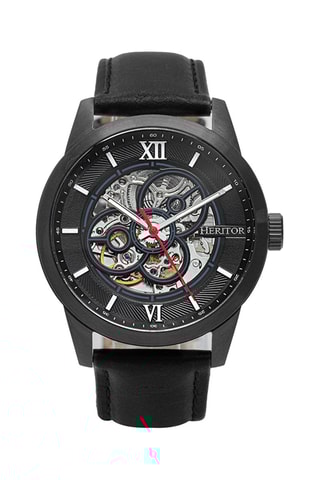 Montre automatique en cuir Jonas - Noir