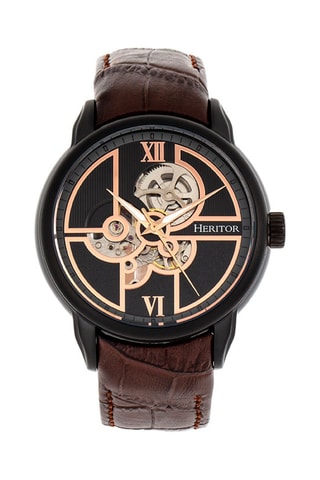 Montre automatique en cuir Sandford - Marron et noir