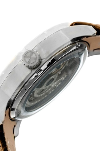 Montre automatique en cuir Ryder Marron et argenté