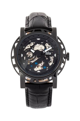 Montre automatique en cuir Stavros  -  Noir