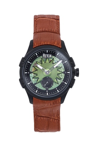 Montre automatique en cuir - Marron, noir et vert