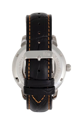 Montre automatique en cuir Rudolf - Noir et argenté