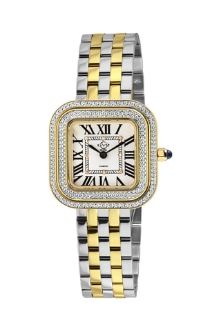 Montre à quartz en acier plaqué or jaune et diamants Bellagio