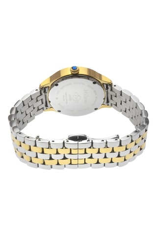 Montre à quartz en acier et diamants - Argenté, doré et blanc