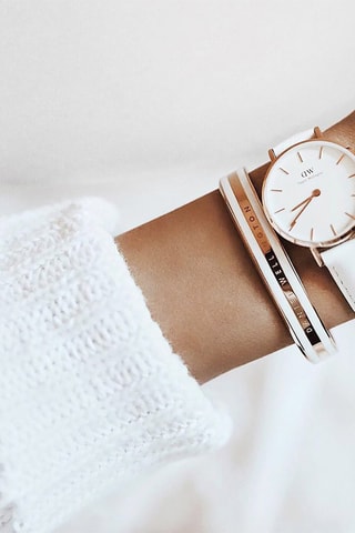 Open Armband Emalie - Roségoudkleurig en Wit