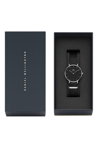 Polyester Quartz Horloge Petite Cornwal - 28 cm - Zwart en Zilverkleurig