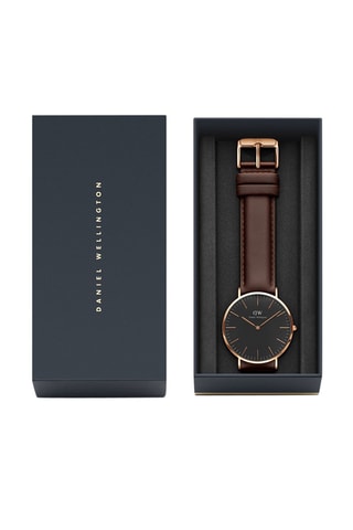 Leren en Doublé Roségoud Quartz Horloge Classic Bristol