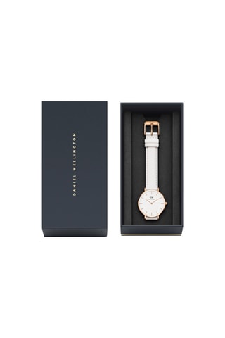 Leren Quartz Horloge Bondi - 32 mm - Wit en Roségoudkleurig