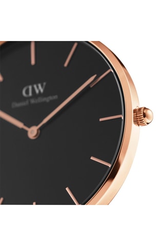 Leren Quartz Horloge Sheffield - 28 mm - Zwart en Roségoudkleurig