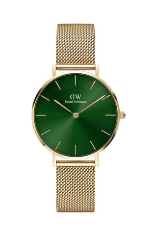 Stalen Quartz Horloge Emerald - 32 mm - Goudkleurig en Groen